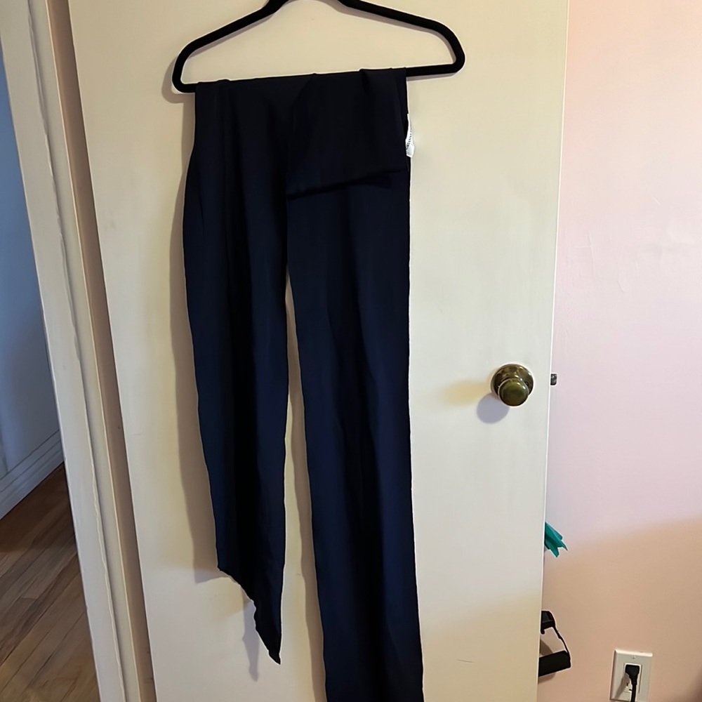 Adrianna Papell Long Dark Blue Silk Evening Scarf